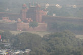 View from minaret of the largest mosque in Delhi – the Red Fort