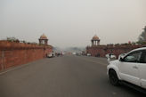 Delhi Government precinct – view to India Gate with smog