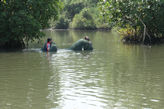 Kallenchery Island tour – boat trip (punting) putting out a net