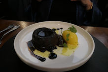 The above is Robyn's Fondant au chocolat.  We shared a glass of rotten wine – excellent.