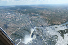 Helicopter flight over falls