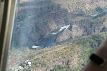 Helicopter flight over falls