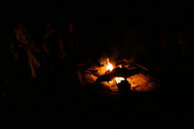 The camp fire at night