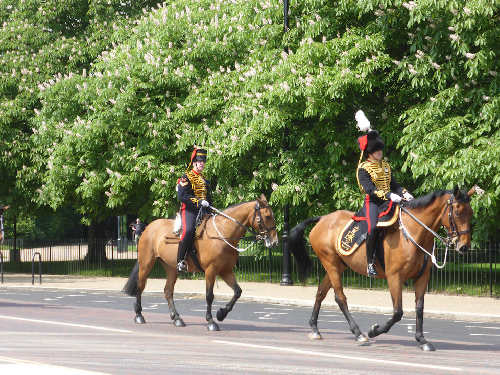 Hyde Park London soldiers going to a salute
