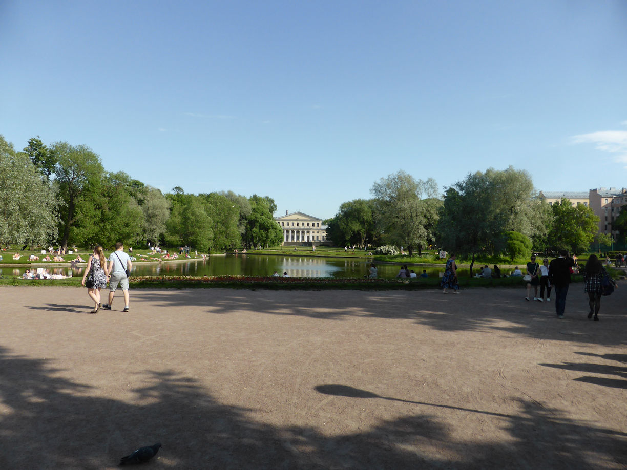 St Petersburg – Pale sunbathers in a palace yard near our hotel
