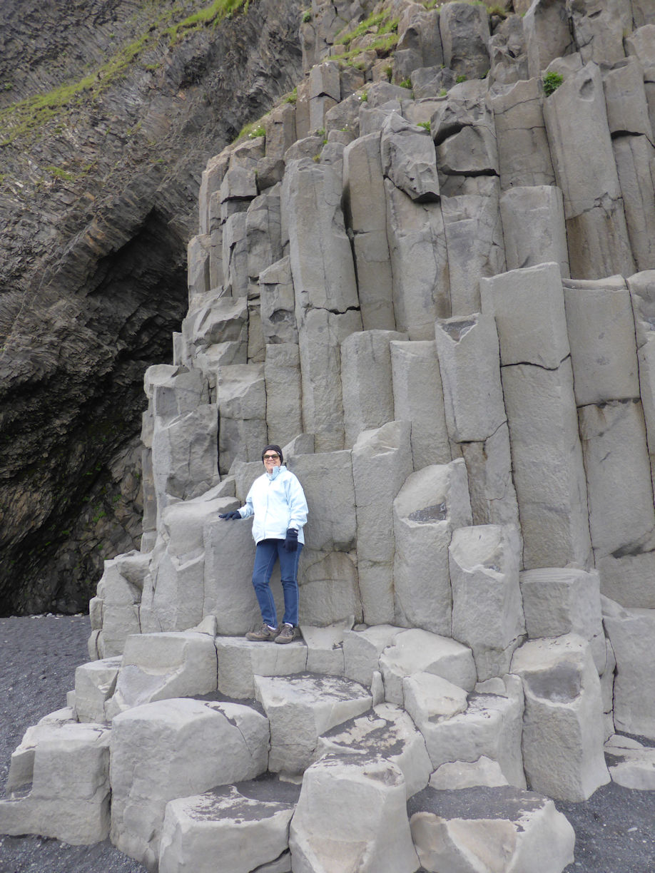 Iceland – Near Vik – Reynisfjara Beach and basalt columns + Robyn
