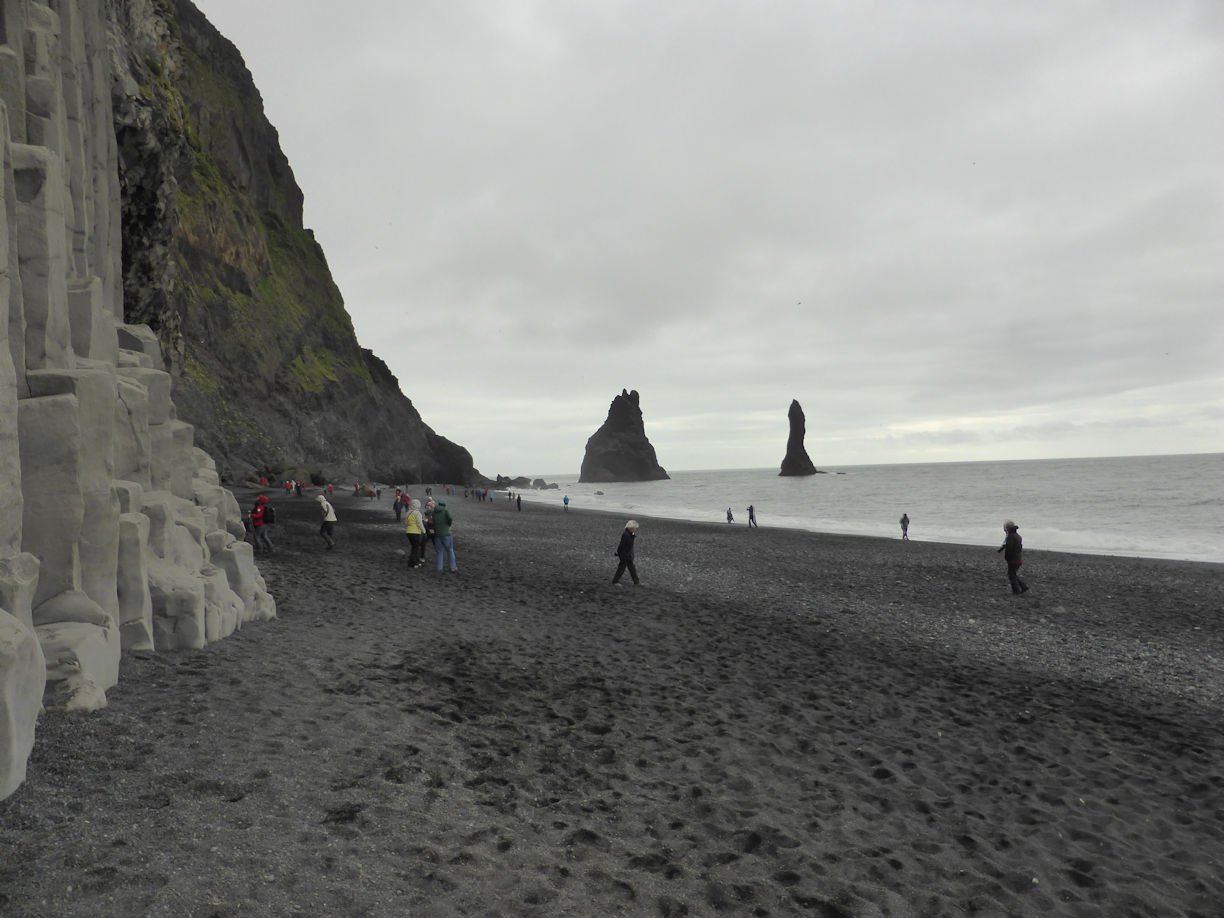 Iceland – Near Vik – Reynisfjara Beach and basalt columns
