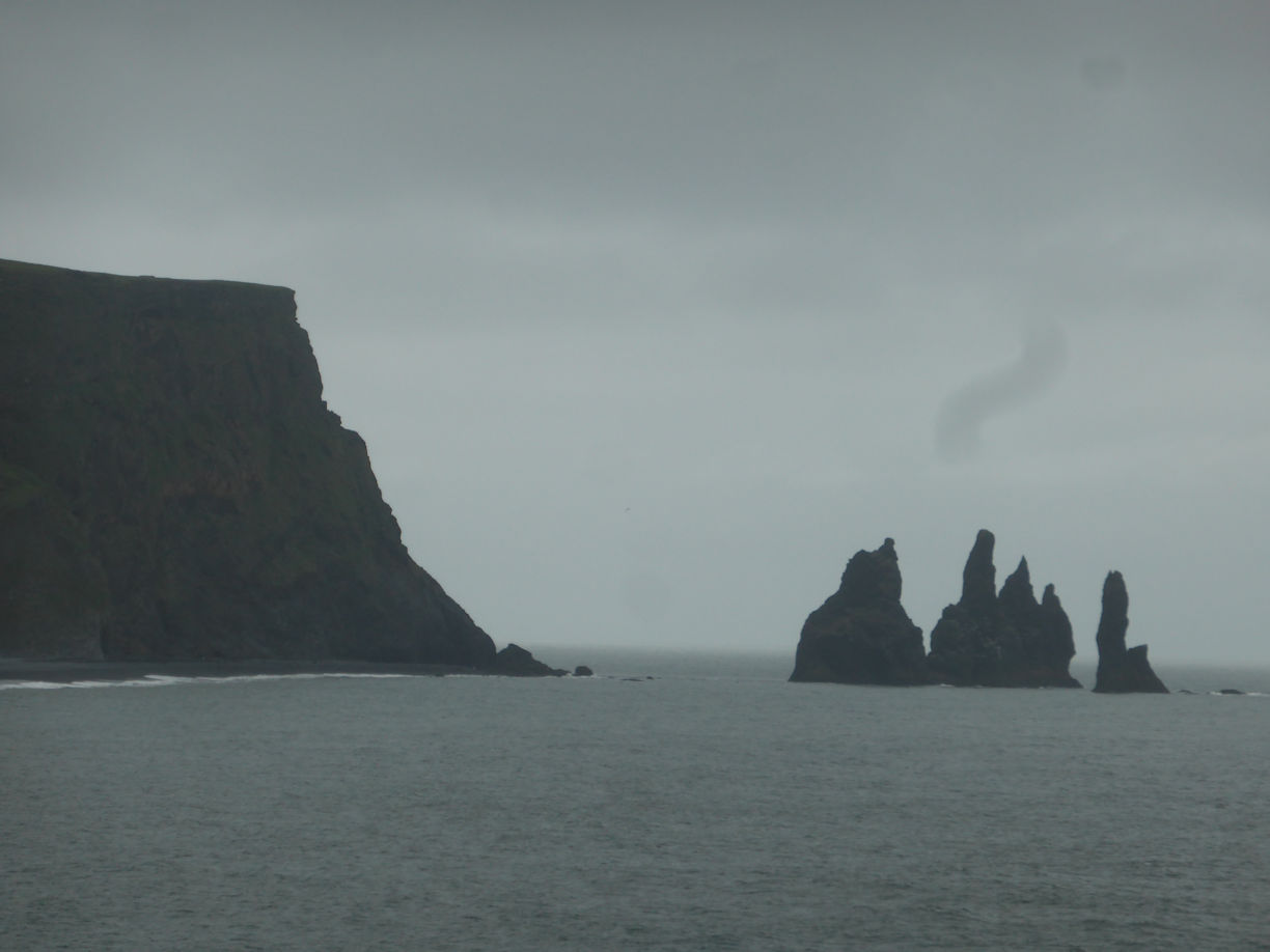 Iceland – Near Vik – Reynisfjara Beach and basalt columns
