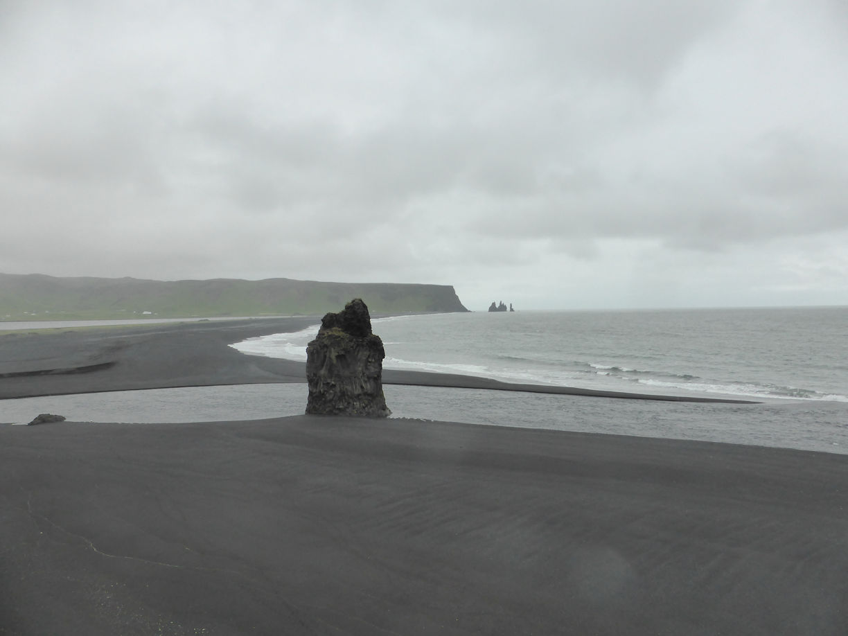 Iceland – Near Vik – Reynisfjara Beach and basalt columns
