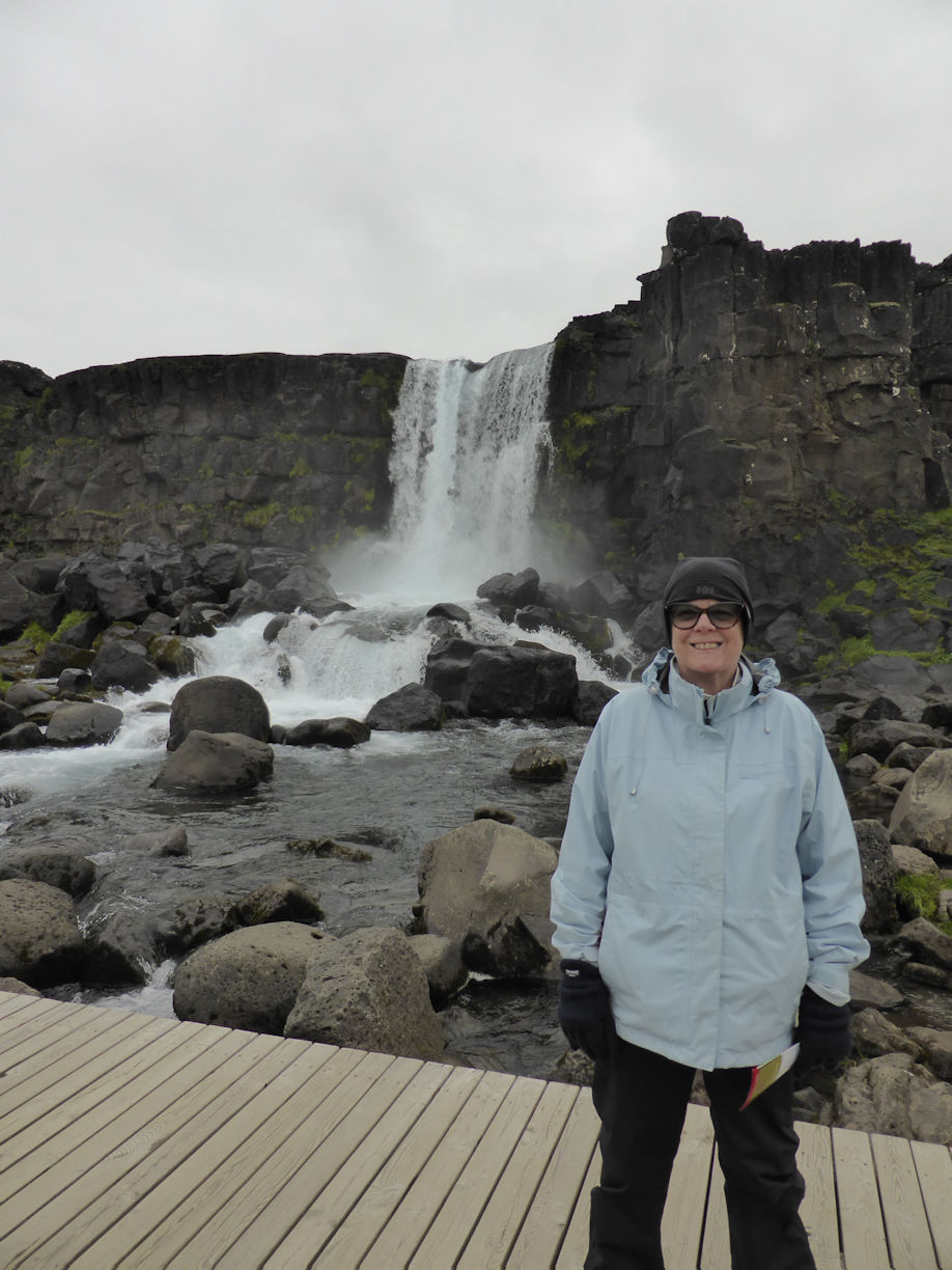 Iceland – Thingvellir National Park – waterfall + Robyn
