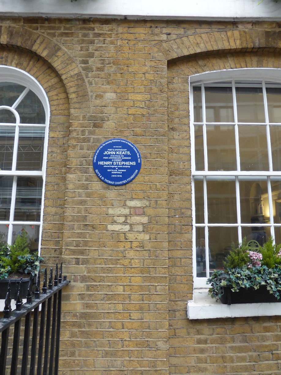 Keats blue plate near London Bridge
