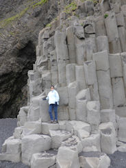 Iceland – Near Vik – Reynisfjara Beach and basalt columns + Robyn